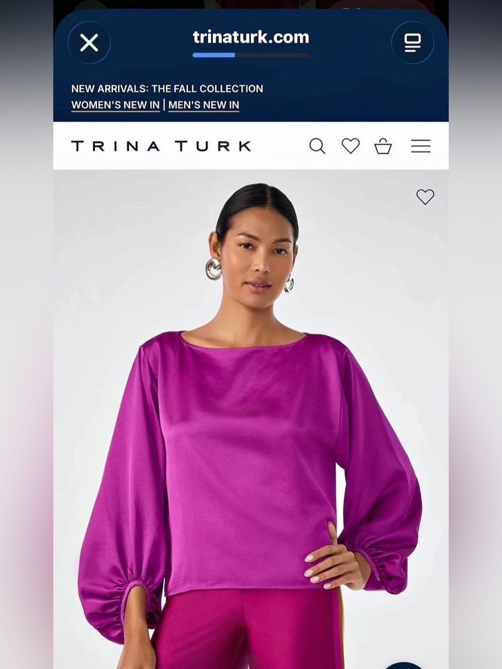Trina Turk Ursa 2 Top Long Sleeve Blouse Pink XL